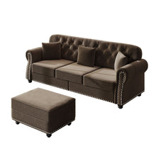 Load image into Gallery viewer, Upholstered 3 Seater Sofa Set With Ottoman

