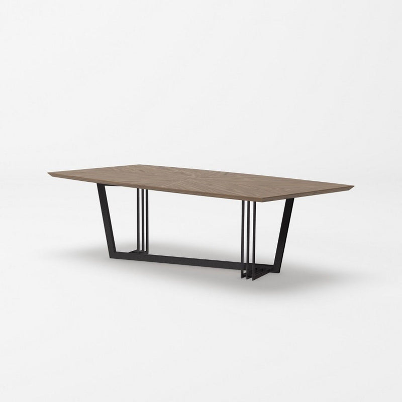 107" Rectangular Geo Trestle Wood Dining Table - Brown / Black