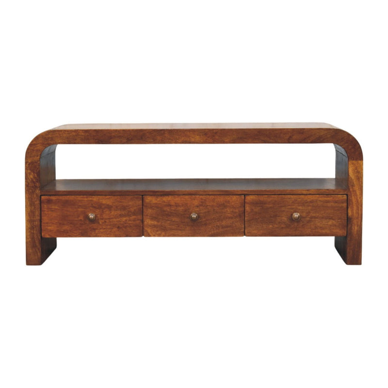 Solid Wood Enclosed Open Storage TV Stand (719186) - Brown