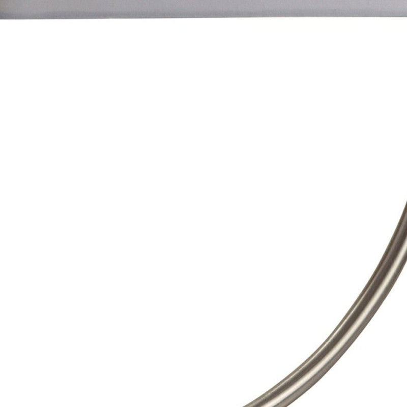 Curved Table Lamp With White Rectangle Shade - Silver