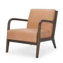 Load image into Gallery viewer, Genuine Leather And Solid Wood Arm Chair - Tan / Dark Brown
