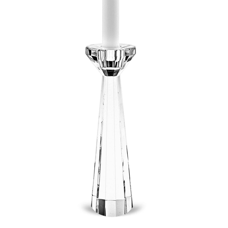 Hand Crafted Pair Of Faceted Candle Holders - Clear