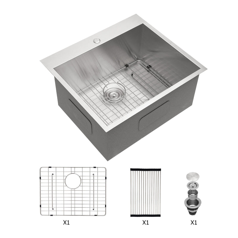 Premium Laundry Drop In Utility Sink 16 Gauge Stainless Steel, Topmount