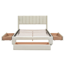 Load image into Gallery viewer, Full Size Upholstered Platform Bed with One Large Drawer in the Footboard and Drawer on Each Side,Beige
