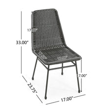 Load image into Gallery viewer, Aluminum And Rattan Chat Set, Outdoor Patio Set Includes Rattan Dining Chair Set Of 2 And C Shaped Side Table - Dark Brown

