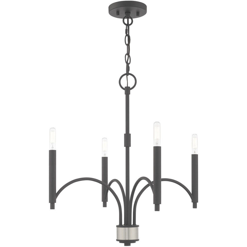 Four Light Dimmable Chandelier With Shades - Gray