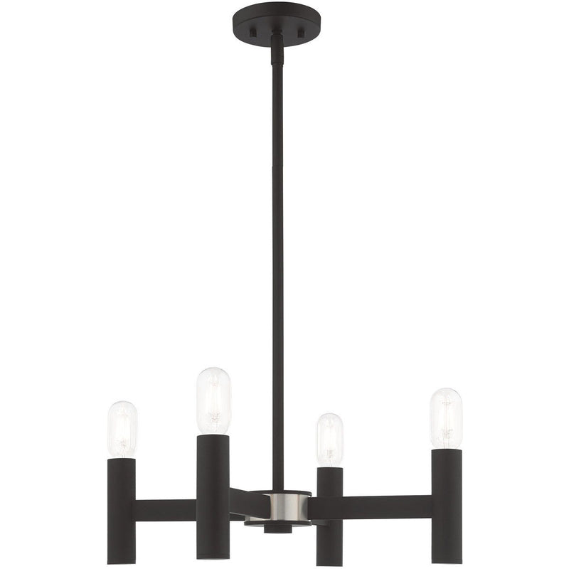19" Four Light Dimmable Chandelier With Shades - Black