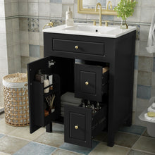 Load image into Gallery viewer, Elegant Bathroom Vanity With Ceramic Sink, Soft Close Doors And Drawers, Double Storage Racks
