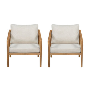 Westin - Outdoor Acacia Wood Club Chair (Set of 2) - Teak / Beige