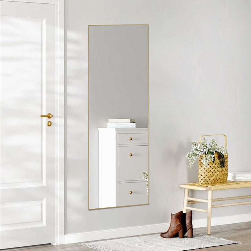64" Aluminum Arch Freestanding Framed Standing Mirror - Gold