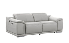 Load image into Gallery viewer, Italian Leather Reclining Metal USB Sofa (720415) - Light Gray
