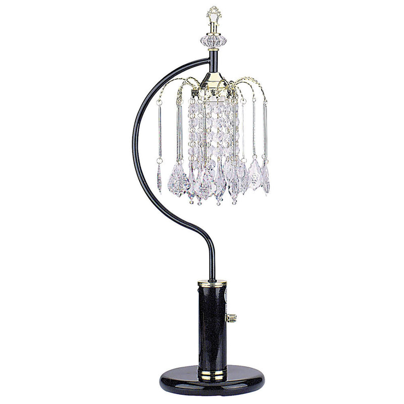 Metal Faux Crystal Chandelier Table Lamp - Black And Gold