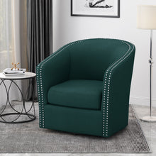 Load image into Gallery viewer, Modern Upholstered Swivel Club Chair With Nailhead Trim

