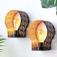 Load image into Gallery viewer, 7" Battery Operated Round Bedside Lamp With Pierced Shade - Black
