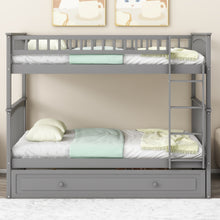 Load image into Gallery viewer, Full over Full Bunk Bed with Twin Size Trundle, Convertible Beds, Gray
