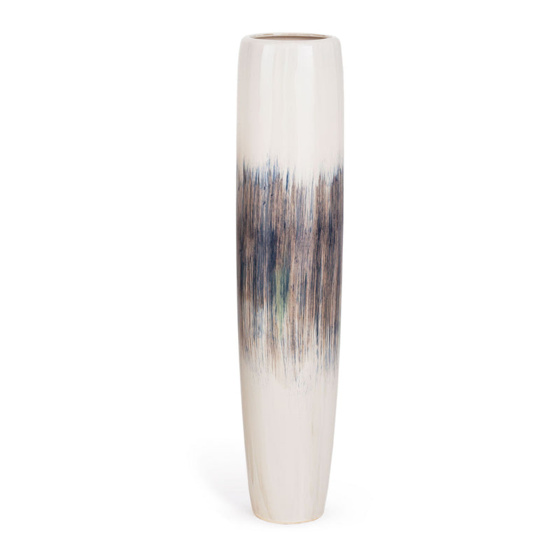 Abstract Tapered Floor Vase (576744) - Cream / Brown / Cream