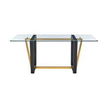 Load image into Gallery viewer, 72" Glass And Iron Sled Base Dining Table - Gold
