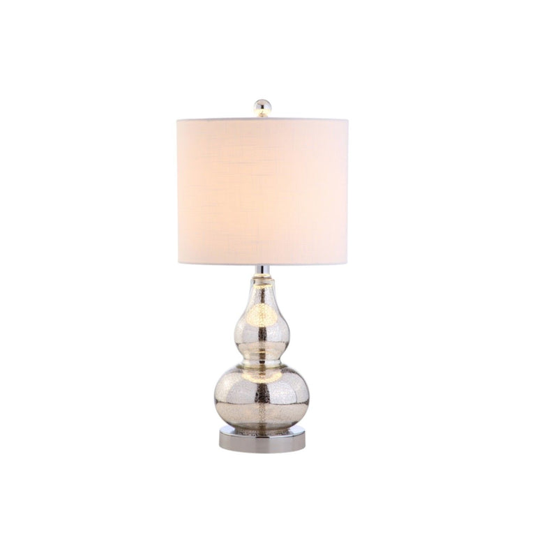 21" Gourd Table Lamps With Drum Shades (Set of 2) - Silver