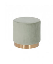 Load image into Gallery viewer, Velvet Footstool Ottoman - Gray / Gold
