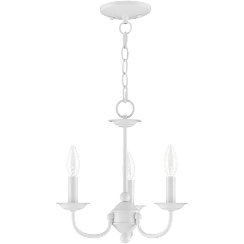 14" Three Light Dimmable Chandelier With Shades - White