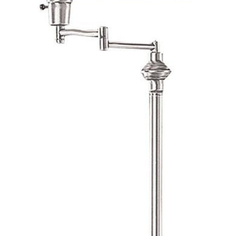 Swing Arm Floor Lamp With Beige Fabric Empire Shade - Nickel