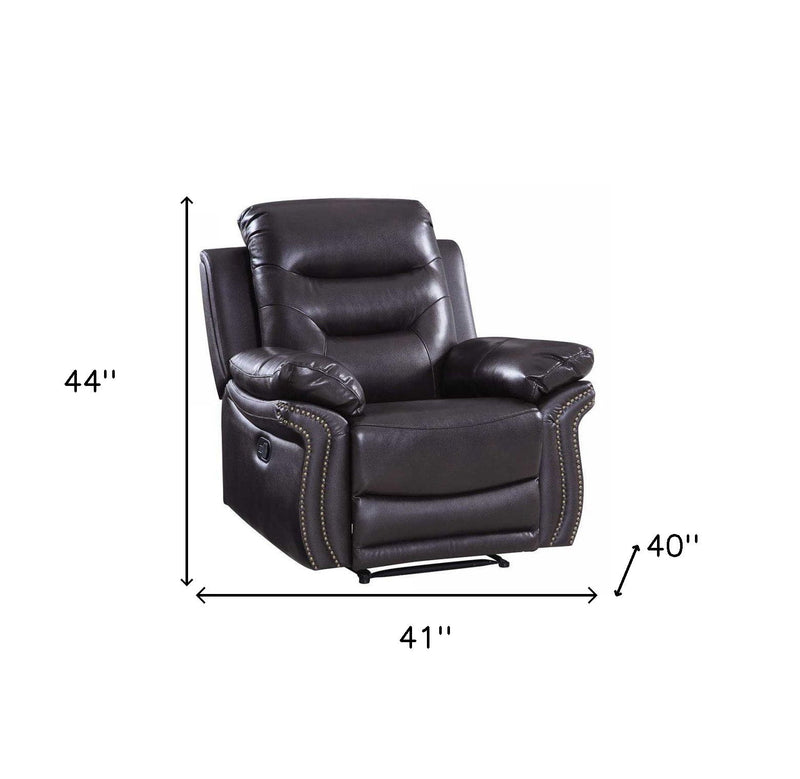 Leather Match Manual Gliding Recliner - Black