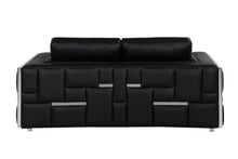 Load image into Gallery viewer, Metallic Leather Loveseat - Silver / Black
