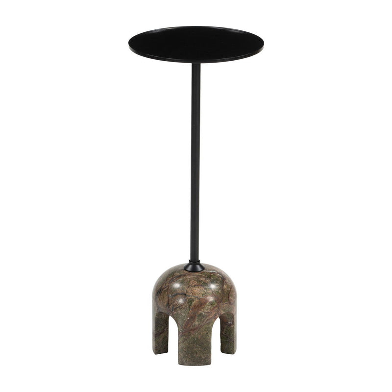 22" Marble Pedestal End Table - Brown