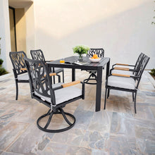 Load image into Gallery viewer, Outdoor Patio Furniture Dining Set With Sunbrella Fabric, Rectangular Table With Umbrella Hole
