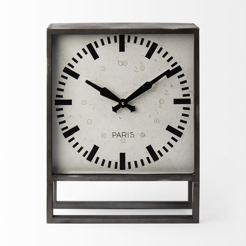 Poly Table Clock - Gray