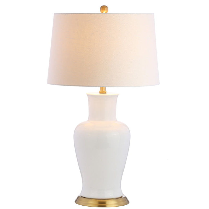 29" Urn Table Lamp With Drum Shade - White