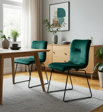 Load image into Gallery viewer, Upholstered Fabric Dining Side Chairs (Set of 2) - Green
