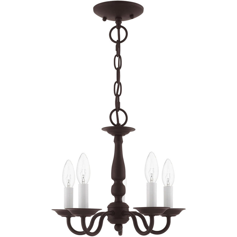 11" Five Light Dimmable Chandelier With Shades - Bronze