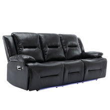 Load image into Gallery viewer, 3 Seater Home Theater Recliner Manual Recliner Chair With A LED Light Strip Two Built-In Cup Holders For Living Room
