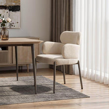 Load image into Gallery viewer, Gunmetal Boucle Steel Dining Arm Chair - Beige
