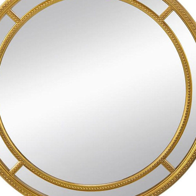 35" Geo Dot Round Double Frame Accent Mirror - Gold
