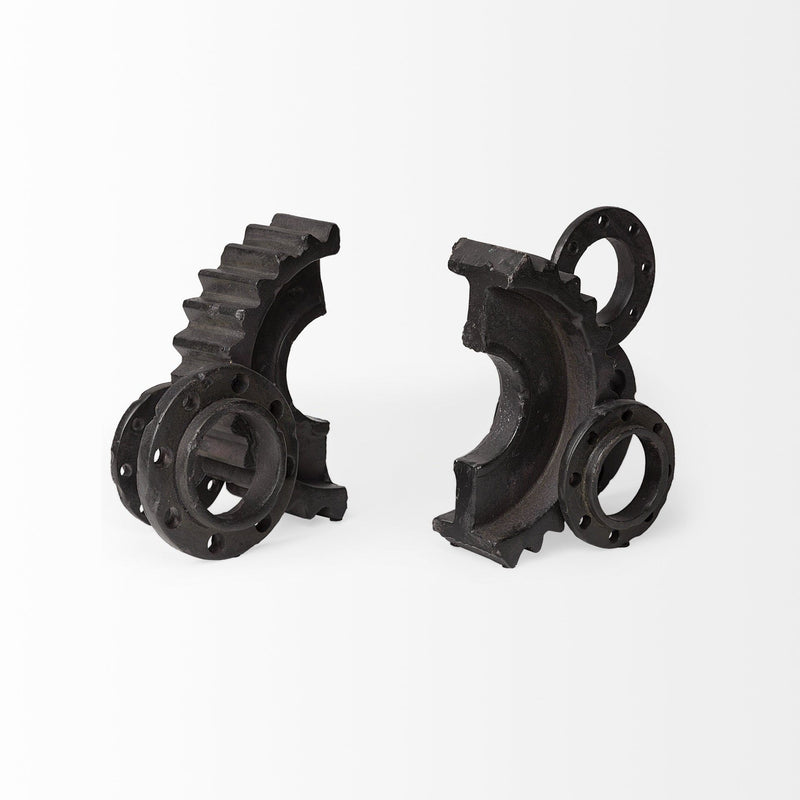 Industrial Cog Bookends (Set of 2) - Matte Black