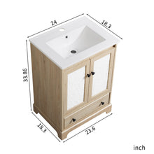 Load image into Gallery viewer, Bathroom Vanity With Basin 1 Drawer, Particle Board Construction, Free Standing Storage - Brown
