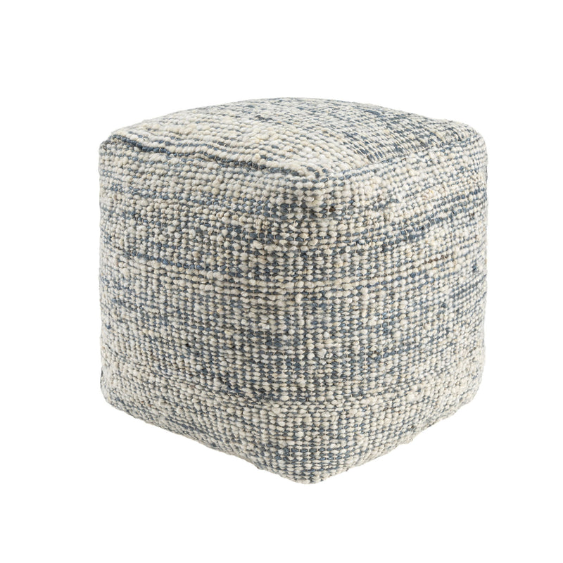 18" Upholstery Striped Pouf Ottoman - Ivory