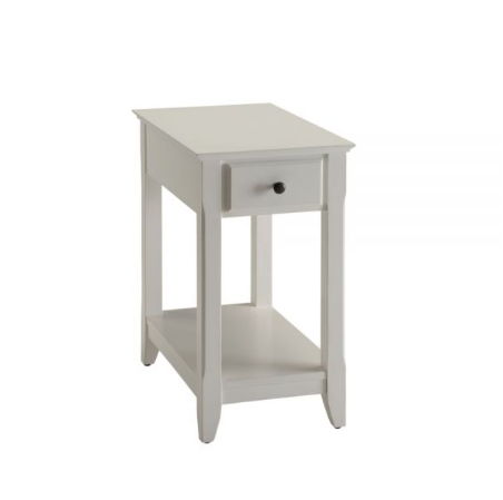 Solid And Manufactured Wood End Table With Drawer And Shelf - White