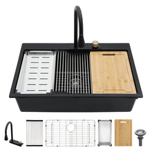 Load image into Gallery viewer, Waterfall Kitchen Sink With Pull Out Faucet &amp; Cup Washer
