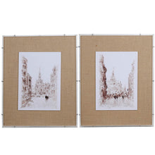 Load image into Gallery viewer, European Cities Watercolor Framed Prints (Set of 2) - Brown
