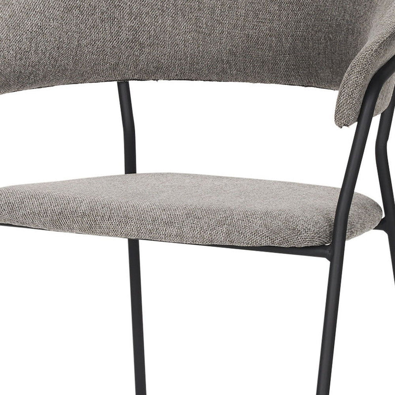 Fabric Wood Open Back Dining Arm Chair - Gray / Black