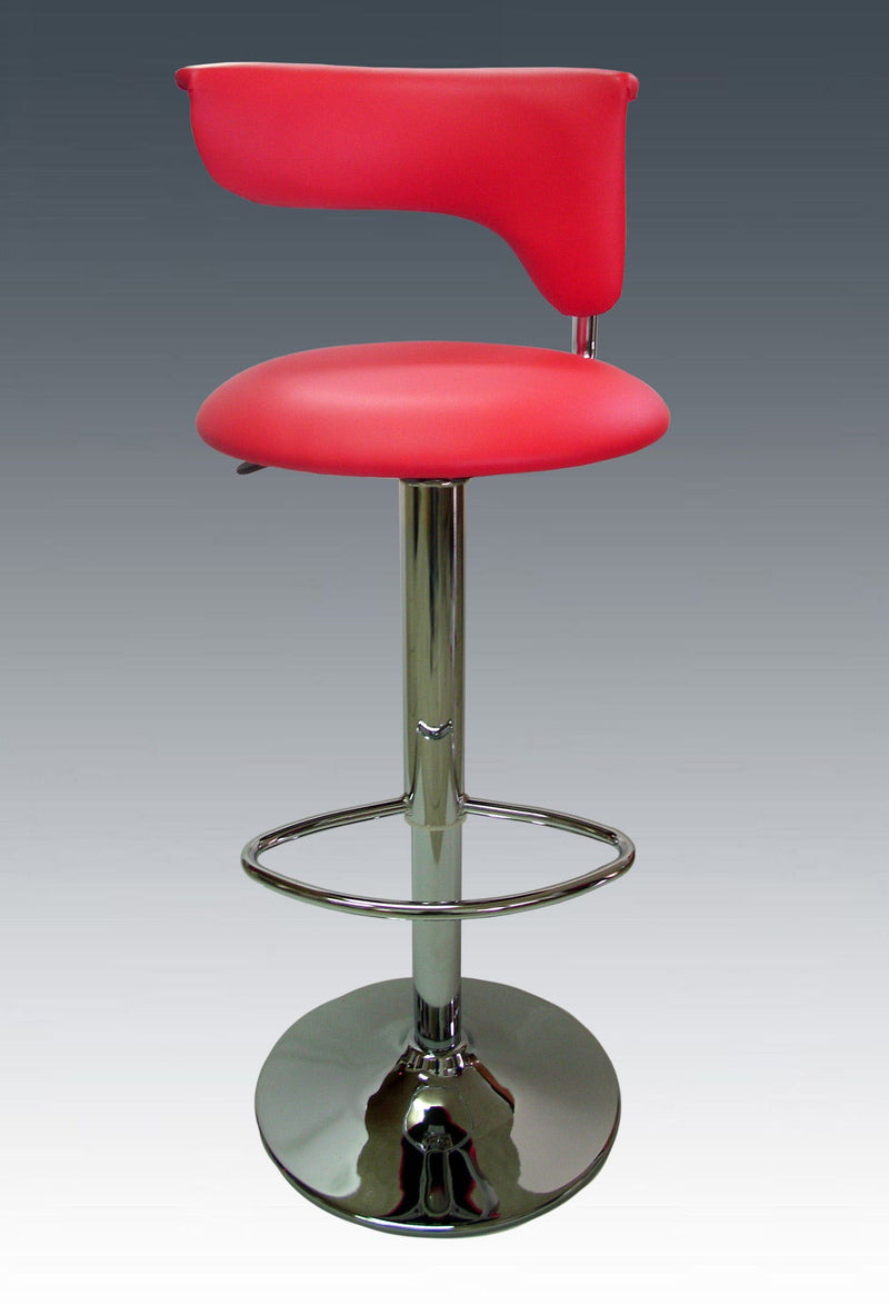 Faux Leather And Metal Low Back Adjustable Height Bar Chair - Red And Silver