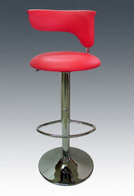 Load image into Gallery viewer, Faux Leather And Metal Low Back Adjustable Height Bar Chair - Red And Silver
