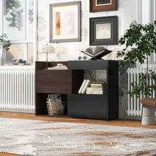 Load image into Gallery viewer, Modern Extendable &amp; Rotating Cabinet With Drawer And Flip Doors For Versatile Storage - Black / Dark Walnut
