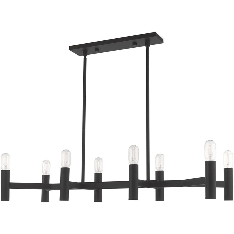 18" Eight Light Dimmable Chandelier With Shades - Black