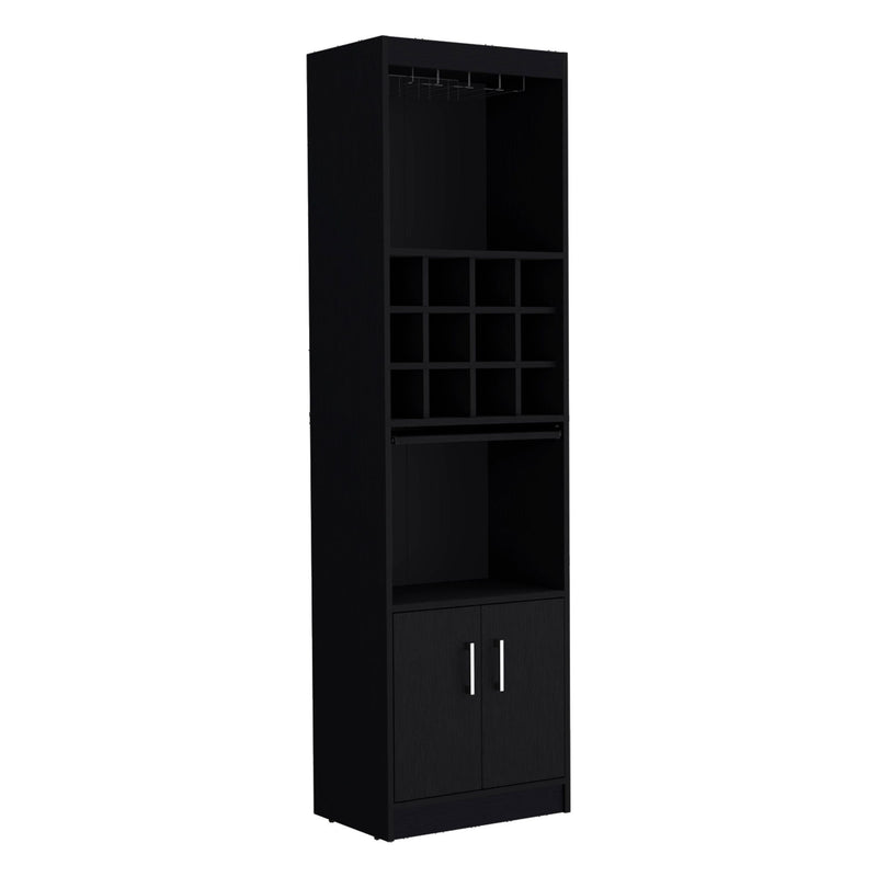 71" Wood Bar Cabinet With Two Doors - Black