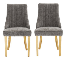 Load image into Gallery viewer, Tufted Stainless Steel Dining Side Chairs (Set of 2) - Gray / Gold
