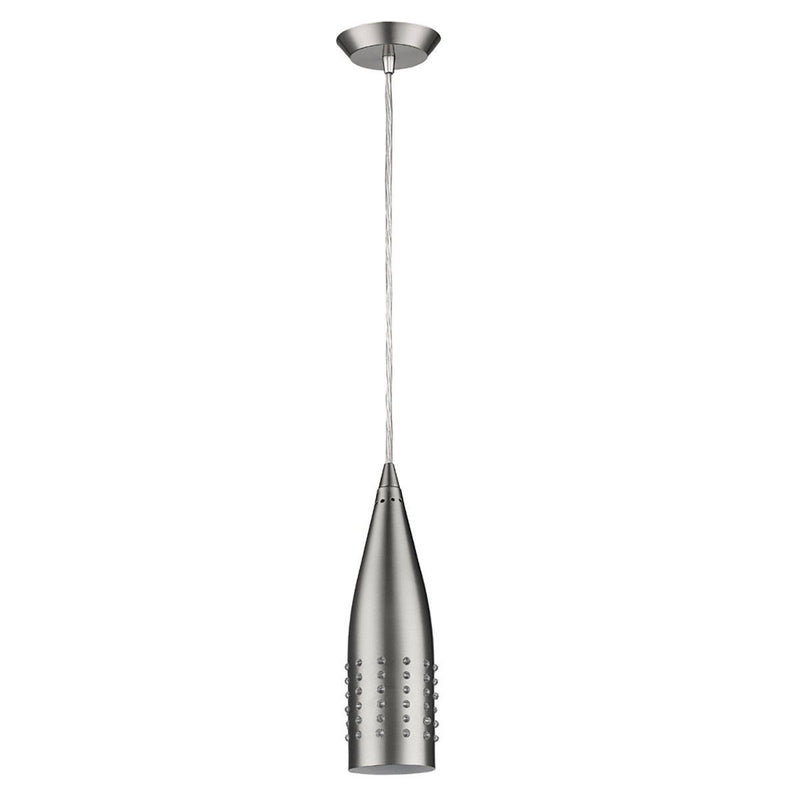 Narrow Hanging Light With Glass Studs - Silver